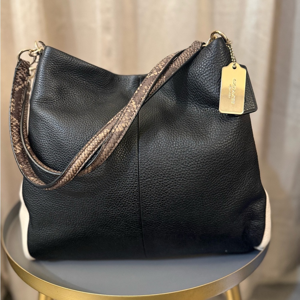 Coach Lexy Python Black Leather Shoulder Bag - image 1